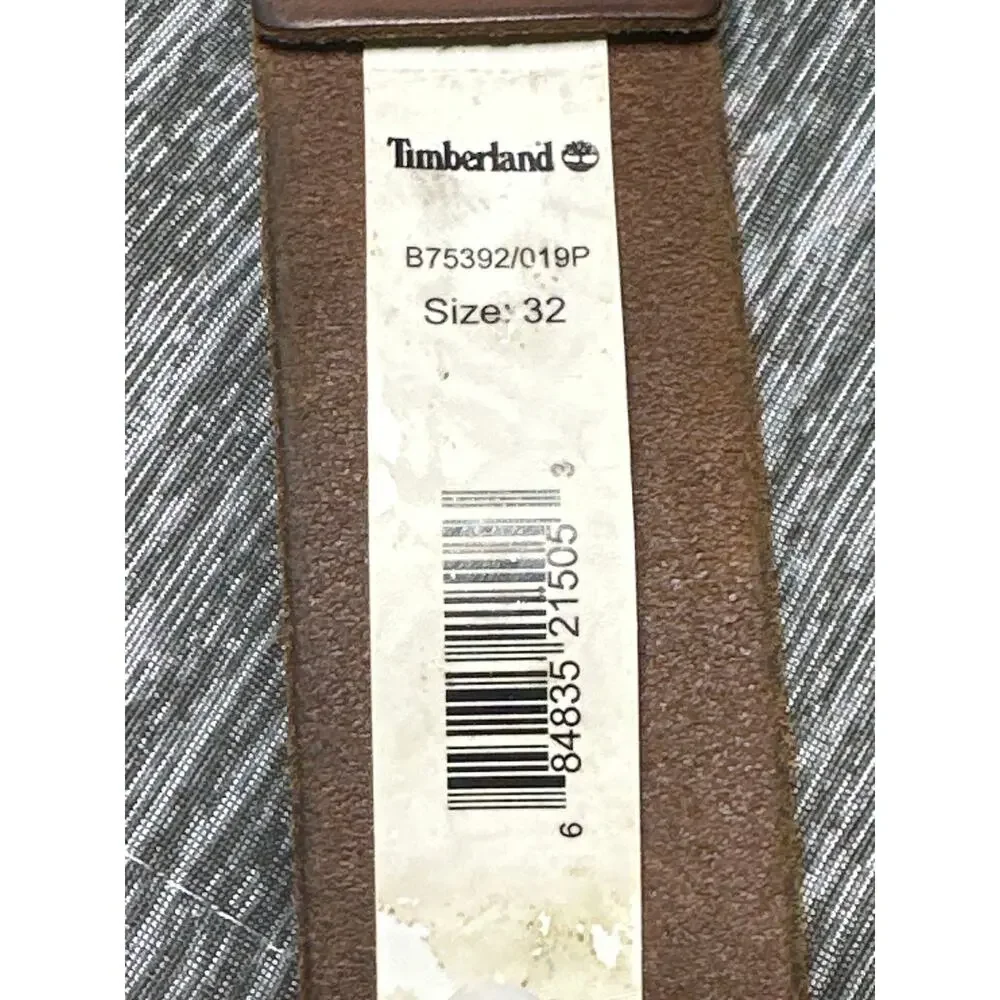 Vintage Timberland Brown Leather Belt Sz 32 Brass Buckle Western Workwear